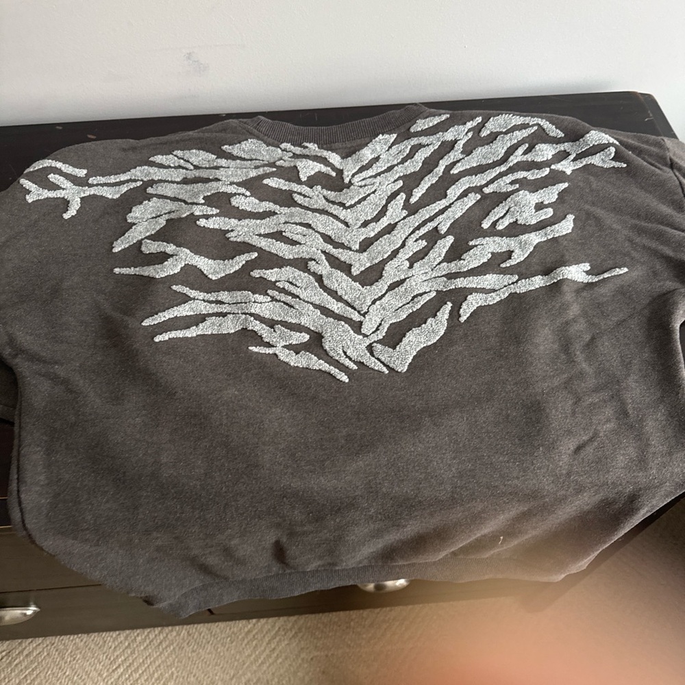 All Saints Brown Sweatshirt with Cream Pattern
